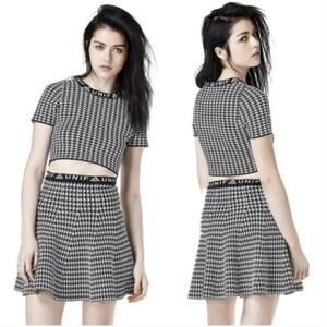 UNIF Badsport Houndstooth Skater Knit Mini Skirt Size XS